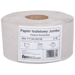 Toaletný papier Faneco JUMBO Economic 12 roliek 1 vrstva 100 m priemer 18 cm šedý recyklovaný papier
