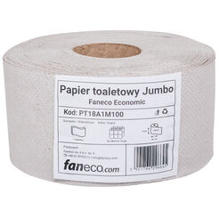 Toilet paper JUMBO Faneco Economic 12 pcs. 1 layer 100 m lenght 18 cm diameter grey recycled paper