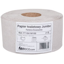 Toaletní papír Faneco JUMBO Economic 12 rolí 1 vrstva 100 m průměr 18 cm šedý recyklovaný
