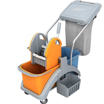 Double bucket cleaning trolley with wringer 20 l TS20014