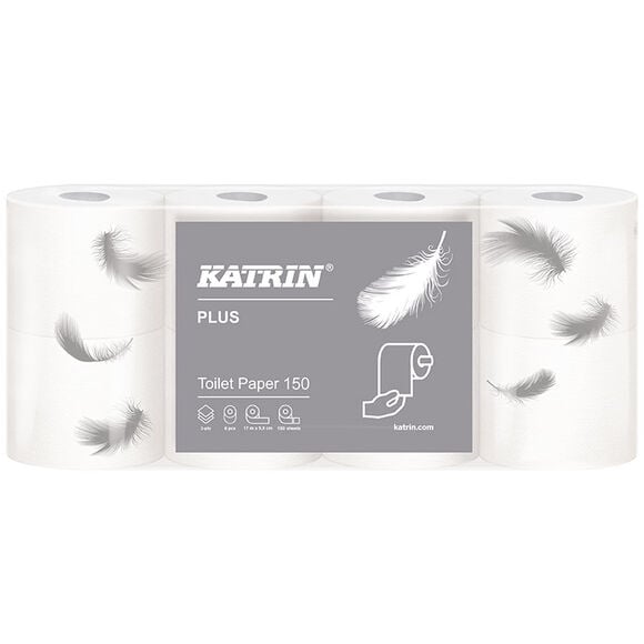 Papier toaletowy Katrin Plus Toilet 150 56 rolek 3 warstwy 17.25 m średnica 11.8 cm biały celuloza