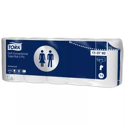 Toaletný papier Tork 10 roliek 3 vrstvy 19,4 m priemer 12,5 cm biela makulatura