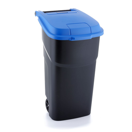 Pojemnik na odpady z niebieską pokrywą 100 litrów Merida plastik czarny