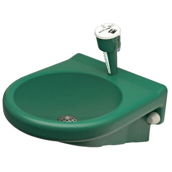Franke eye wash station with a sink and water drainage