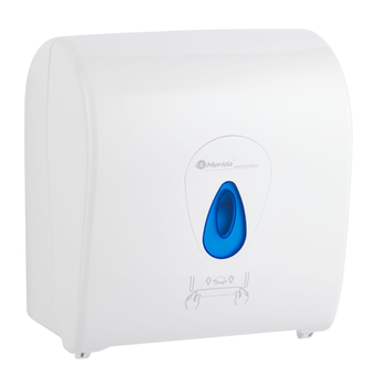 Automatic dispenser for paper towels in a Merida TOP AUTOMATIC MAXI plastic roll, white-blue.
