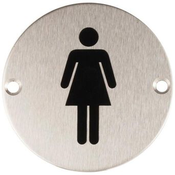 Oznaczenie toalety damskiej metalowe okrągłe mocowane na wkręty