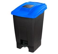 Koš na odpadky s pedálovým otvorem na kolečkách 110 litrů modrý
