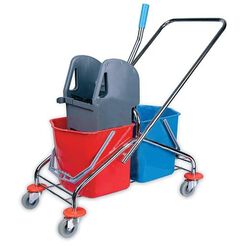 Cleaning trolley with double bucket with wringer 2x20l