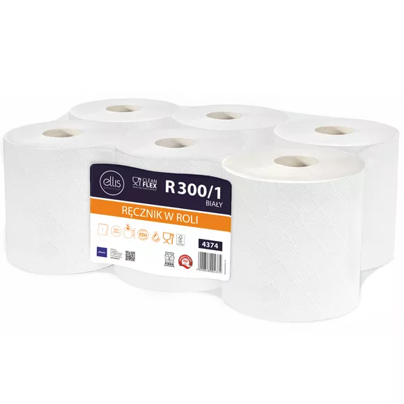 Ręcznik w roli R ELLIS PROFESSIONAL 300/1 – celulozowy, biały, 300 m