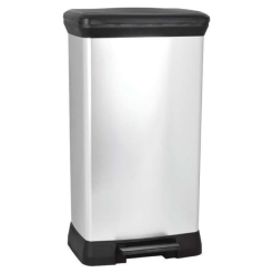 Cubo de basura con pedal 23 l + 23 l Curver Duo metalizado