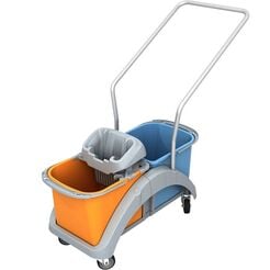 Reinigungswagen mit zwei Eimern 2 × 20 Liter mit Mop-Wringer und Griff Splast