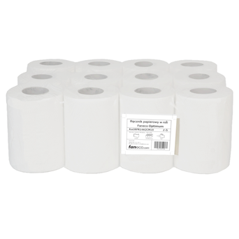 Toalla de papel en rollo Faneco Optimum 12 unidades. 2 capas 60 m celulosa blanca + papel reciclado