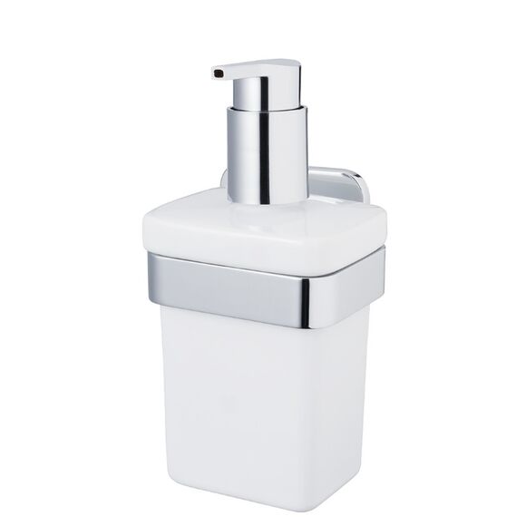 Dozownik do mydła Bisk Tore 200 ml, chromowany ZnAl/ceramika