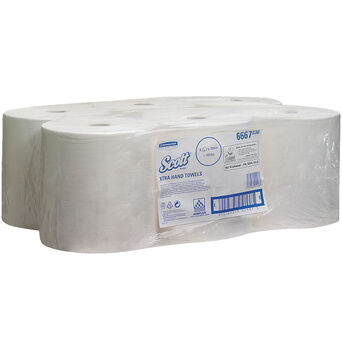 Ręcznik papierowy w rolce 6 szt. 304 m Kimberly Clark SCOTT makulatura + celuloza biały