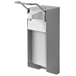 Elbow dispenser for hand sanitizing and liquid soap metal pump Sanitario 500 ml, matte stainless steel