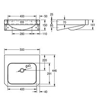 Umywalka pojedyncza WT500C-M z otworem na armaturę