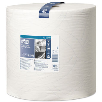 Paños de papel en un rollo grande multiusos para suciedad difícil Tork, 1 capa, 340 m, celulosa blanca