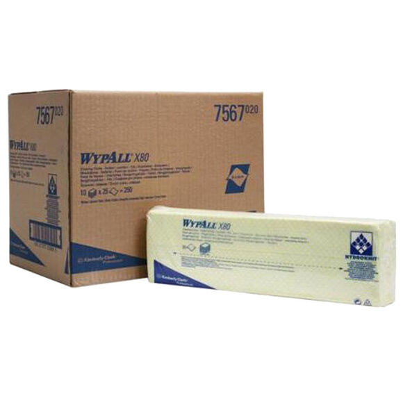 Kimberly Clark Wypall X80 disposable wipes, 1 layer cellulose yellow