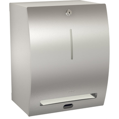 Dispensador automático de toallas de papel en rollo KWC STRATOS, acero inoxidable mate