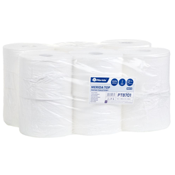 Toilettenpapier Merida TOP 900, 12 Rollen, 180 m, Durchmesser 18,1 cm, weiß, Zellulose