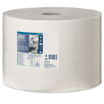 Paño de papel en rollo grande para suciedad ligera Tork 1 capa 1000 m celulosa blanca + papel reciclado