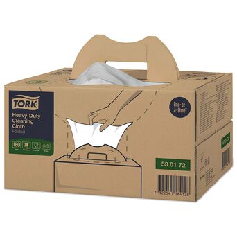 Tork W7 multi-purpose non-woven cleaning cloths for tough stains, 180 pieces, white.