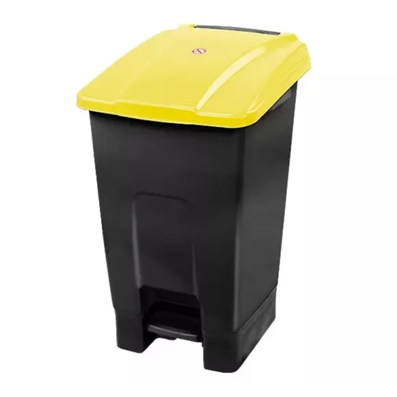 Kosz otwierany przyciskiem pedałowym 70 litrów, plastik grafitowo - źółty