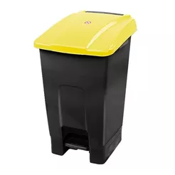 Pedalbetriebener Abfalleimer 70 Liter, grafitgelb