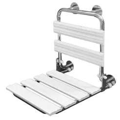 Asiento plegable para ducha con respaldo Faneco ⌀ 25 mm, acero inoxidable pulido