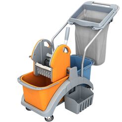 Zweieimer-Reinigungswagen 2 x 20 l mit Presse, Beutelring und Körbchen Splast