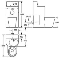 Zestaw sanitarny Franke umywalka + miska WC z lejową miską ustępową umieszczoną centralnie