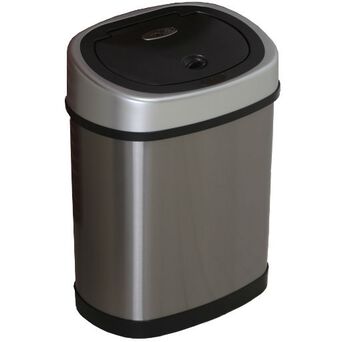 Cubo de basura automático ovalado de 12 litros Ninestars de acero brillante