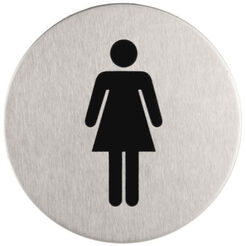 Metal round women's toilet sign Sanitario