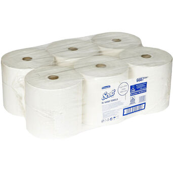 Toalla de papel en rollo de 6 unidades. 354 m Kimberly Clark SCOTT papel reciclado + celulosa blanco