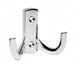 Double bathroom hook made of shiny stainless steel