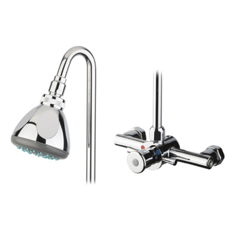Surface-mounted shower mixer with swivel spout
