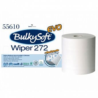 Paño de papel en rollo Bulkysoft Classic de 2 capas, 272 m de celulosa blanca