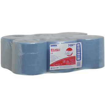 Paños de papel en rollo Kimberly Clark WYPALL L10 EXTRA de 1 capa, 6 unidades, papel reciclado azul