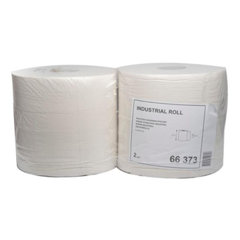 Tork industrial paper roll cleaning cloths, 2 pieces, 2-ply, 300m, white recycled paper.