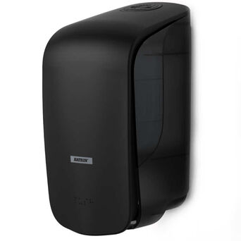 Katrin INCLUSIVE 0.5 liter black plastic soap dispenser for cartridges.