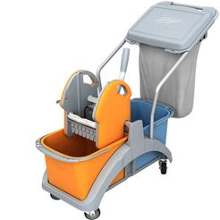 Zweieimer-Reinigungswagen 2 x 20 l mit Presse und Müllsack mit Deckel Splast