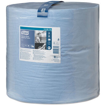 Papierhandtuch in großer Rolle, vielseitig einsetzbar für hartnäckige Verschmutzungen, Tork, 2-lagig, blau, aus Zellstoff