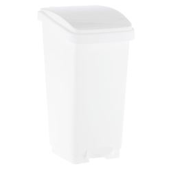 Cesto de basura con pedal de 50 litros Merida, plástico blanco