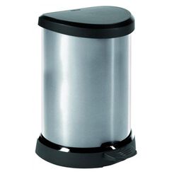 Cubo de basura de 20 litros de plástico Curver plateado-negro metalizado