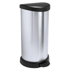 Cubo de basura de 40 litros Curver de plástico plateado y negro metalizado