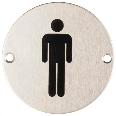 Oznaczenie toalet metalowe okrągłe - WC męskie