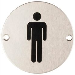 Men's toilet sign metal round screw-mounted