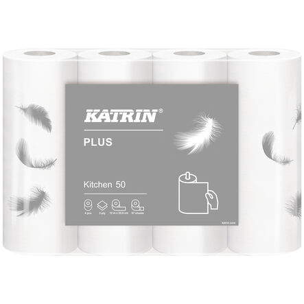 Ręcznik kuchenny w roli Katrin Plus 2 warstwy pakiet 4 szt. biały celuloza