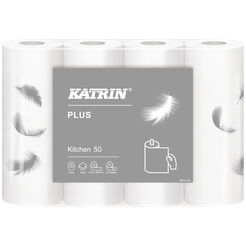 Paquete de 4 rollos de toallas de cocina Katrin Plus de 2 capas, celulosa blanca