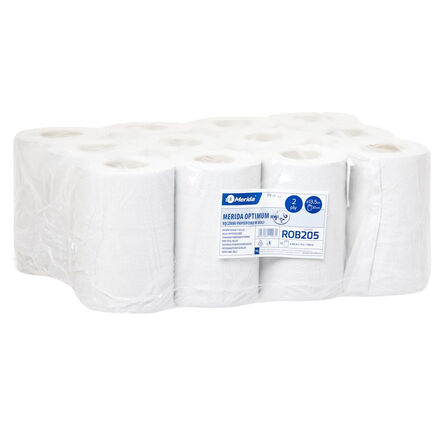 Ręcznik papierowy w roli Merida Optimum Mini 12 szt. 2 warstwy 60 m biały makulatura